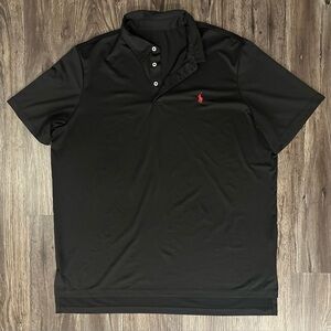 Men’s Polo Ralph Lauren Performance Black/Red Logo Short Sleeve Polo Shirt- XL